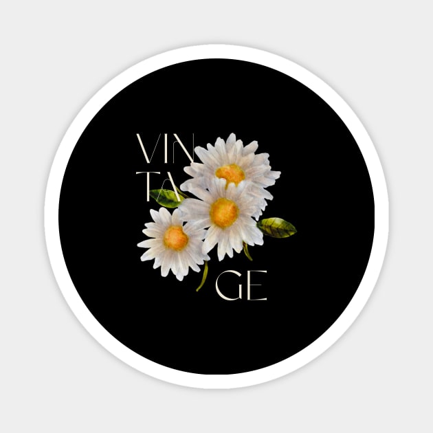 Daisies Minimalist Flora Positive Vintage Retro Magnet by Flowering Away